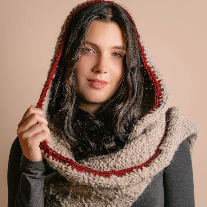 Diamond hoodie scarf Black & beige hooded scarf main image 4