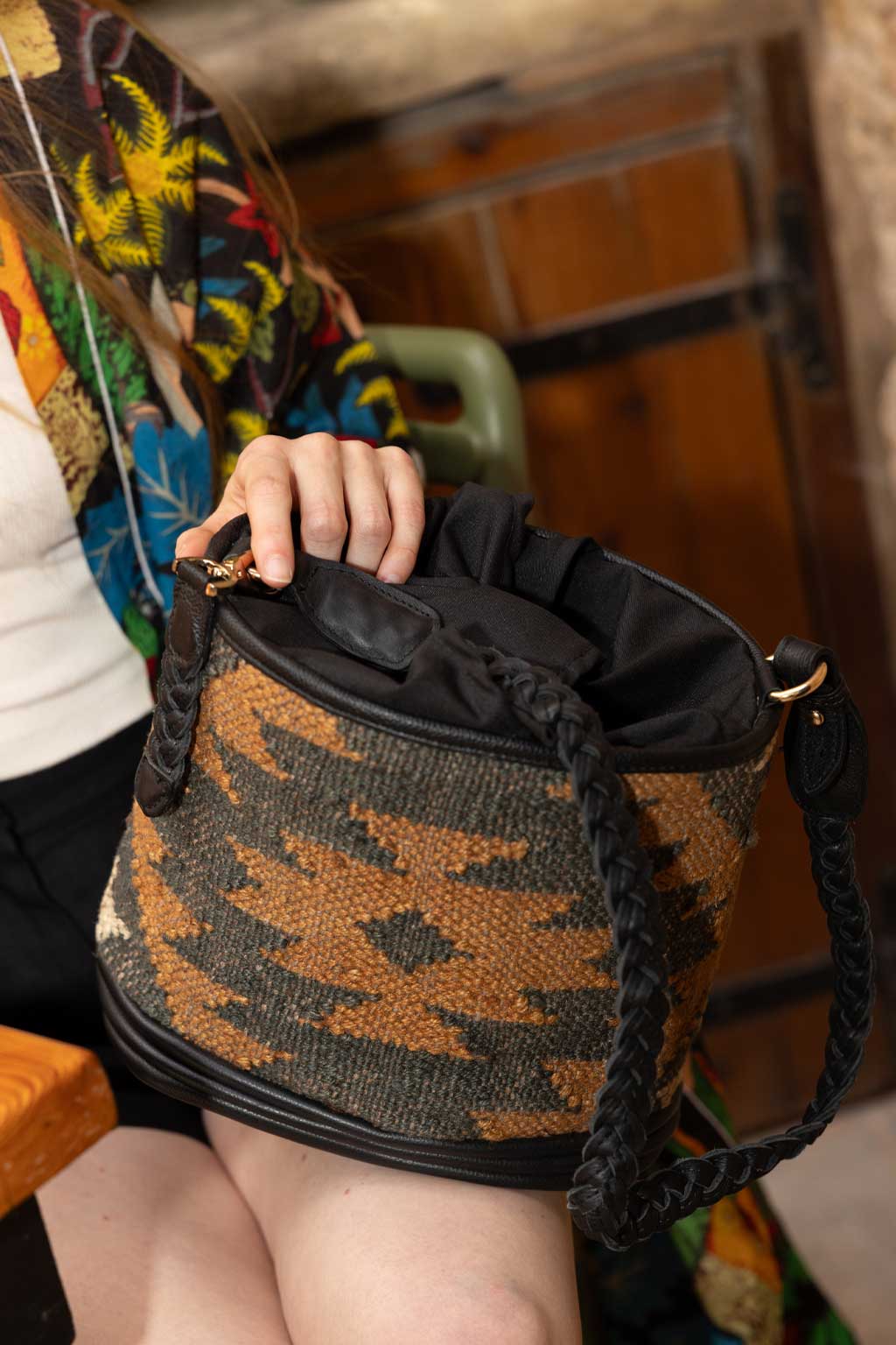 Boho Bucket Bag India Dark