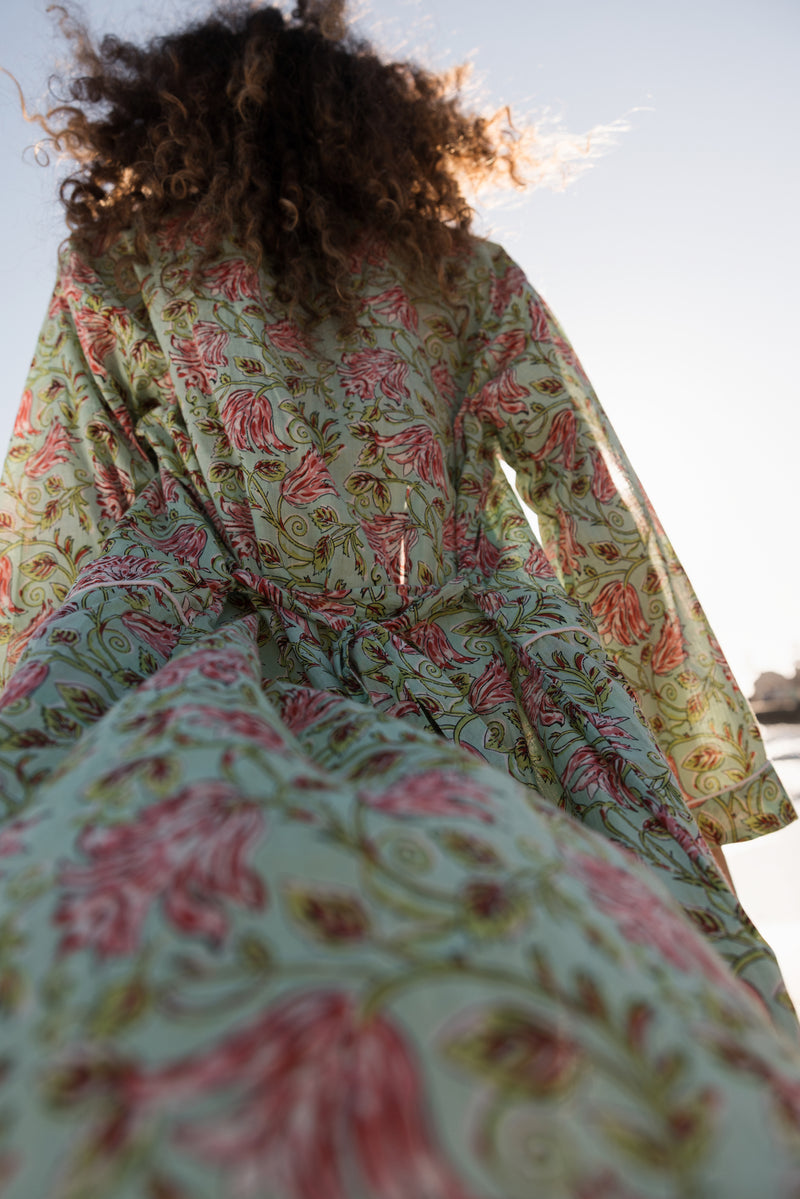 Green Floral Kimono