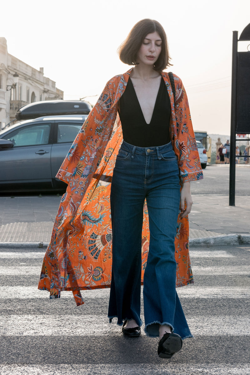 Orange Floral Kimono