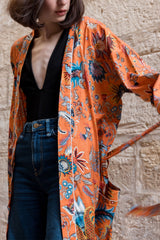 Orange Floral Kimono