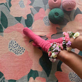 Tappeto indiano con motivi floreali rosa e blu