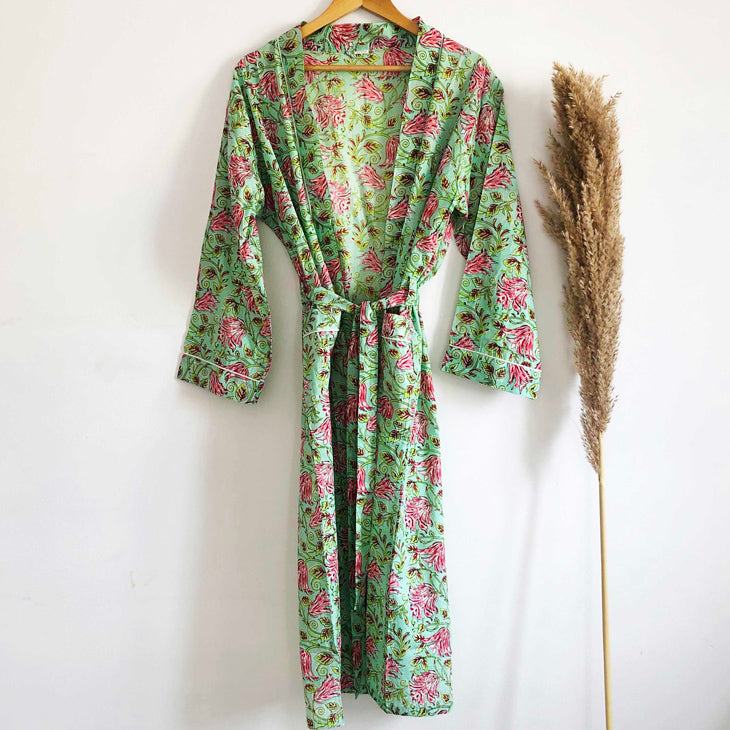 Kimono stampa floreale verde