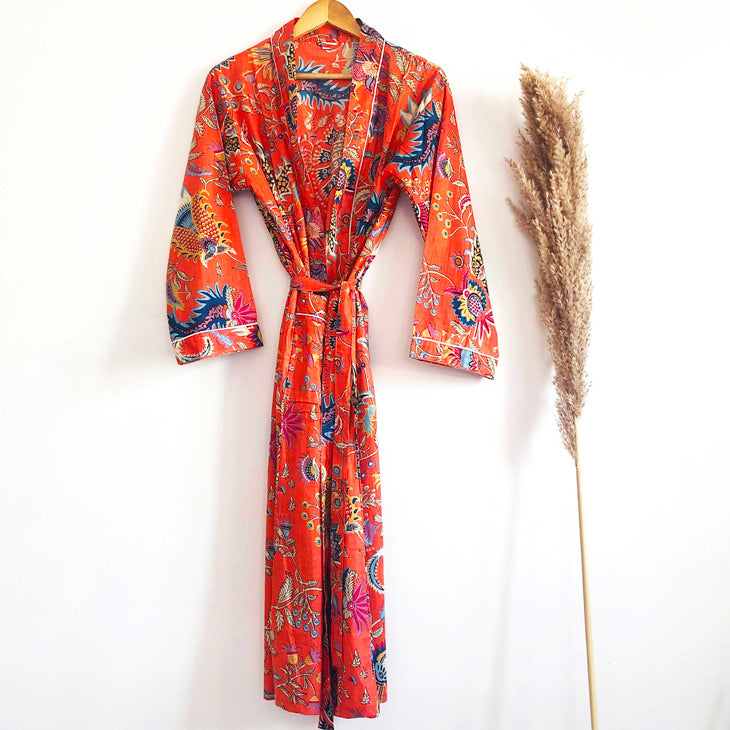Kimono stampa floreale arancione
