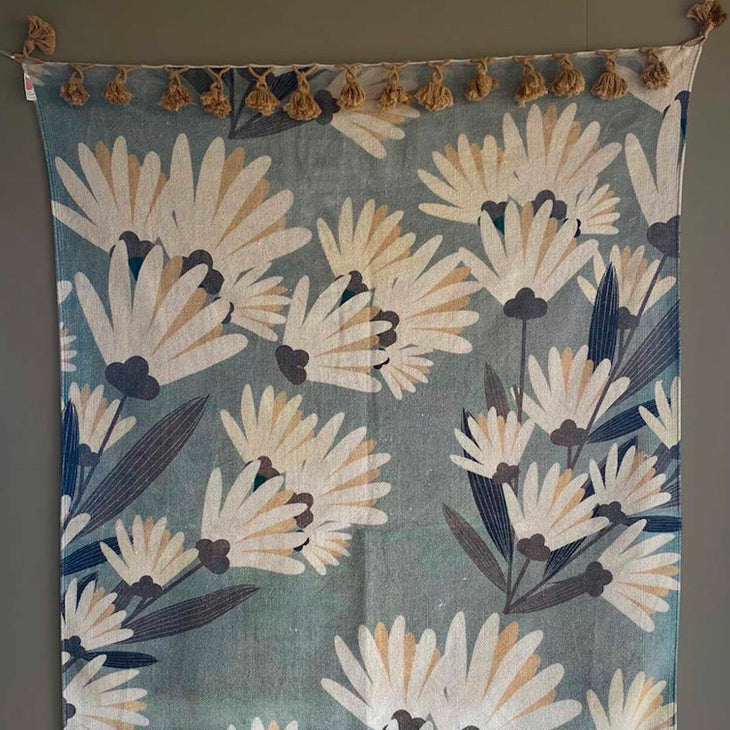 Rug - Floral Pattern Pale Blue