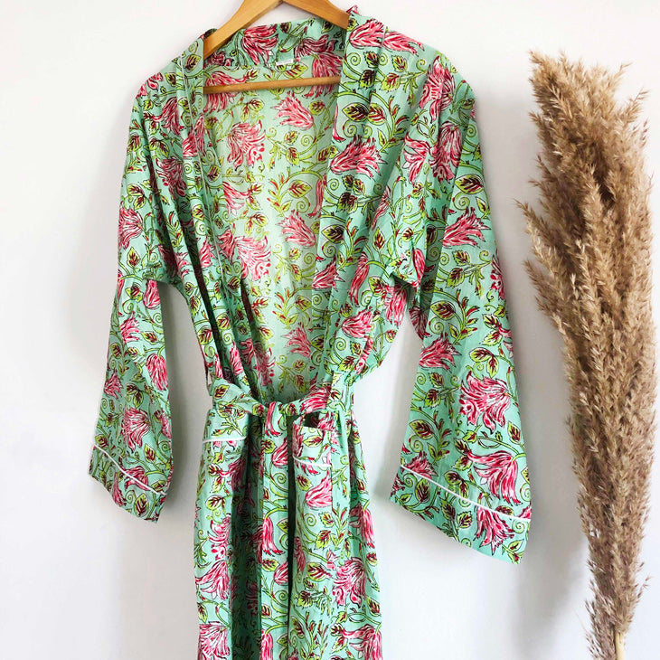 Kimono floral vert