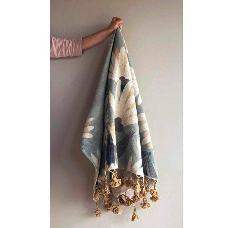 Rug - Floral Pattern Pale Blue