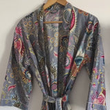 Kimono stampa floreale grigio