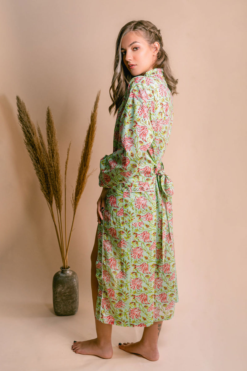 Kimono stampa floreale verde